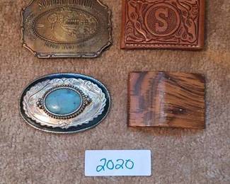 (4) Belt Buckles - Southern Comfort, Leather S, Aqua Stone, Wooden