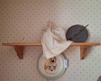 Holly Hobbie, Vintage Owl, Wooden Shelf, Antique Wooden Spool