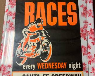 VINTAGE SANTA FE SPEEDWAY MOTORCYCLE RACING POSTER 