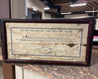 New old stock 1920s toys the whistling whirligig in crate. 