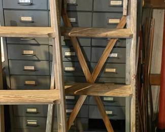 Wood ladders $10 metal filing cabinets $30 each