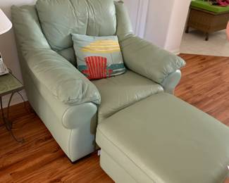 Aqua/Teal Chair & Ottoman, matches Love Seat