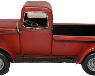 Red Metal Truck Decor