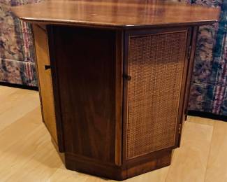 Post 1950 Mid Century Wood-Cane End Table.
