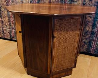 Post 1950 Mid Century Wood-Cane End Table.