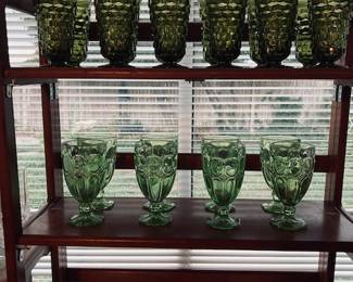 Large Selection of Tea Cup Sets w/Teapots. Colored Glass Sets.