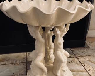 Vintage Large Ceramic Cherub Pedestal and Bowl.