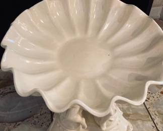 Vintage Large Ceramic Cherub Pedestal and Bowl.