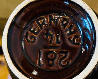 Vintage Mid Century Germany Brown Drip Glaze Pitcher Set.