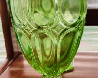 Vintage Fostoria Moonstone Green Heavy Pressed Tea/Water Glasses.