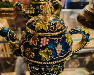 Vintage Miniature Cloissone Enameled Teapot.