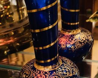 Vintage Victorian Style Cobalt Blue Glass Vase.