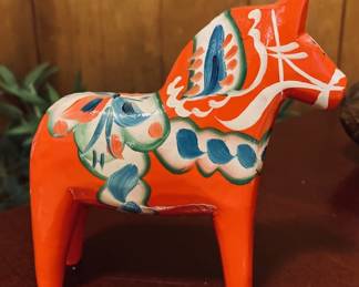 Vintage Nils Olsson Handpainted Akta Dala 5 Inch Wooden Horse.