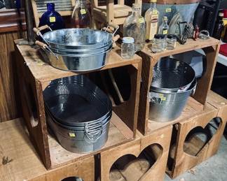 Stainless Metal Tubs, Collectable Bottles and Vintage Collectables.