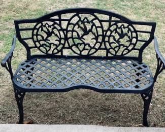Iron Hummingbird Garden/Porch Bench.