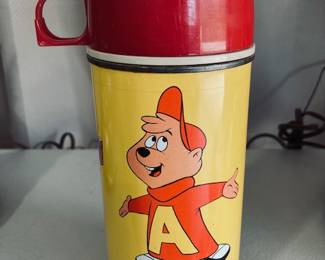 Vintage 1963 Alvin and The Chipmunks Lunchbox Thermos. Top Condition!