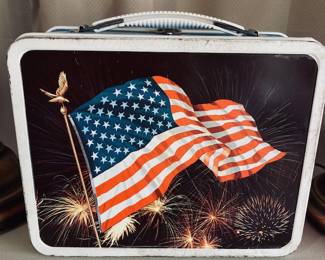 Vintage Ohio Art American Flag Metal Lunchbox.