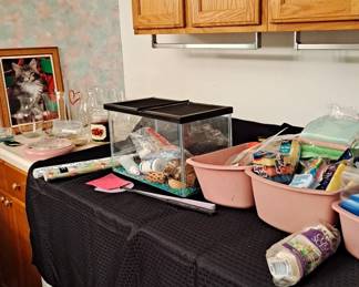 Aquarium and supplies; assorted household items