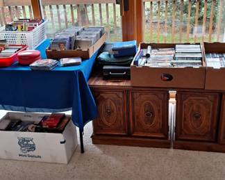 Matching Side Tables with Cabinetry; VHS, Video Tapes, CD's, Books DVD's, Cassettes and much more!