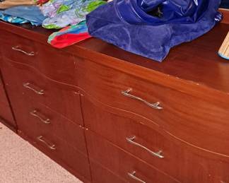 Mid Century Modern Retro-Style Long 6 Drawer Dresser with Mirror; etc.