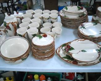 Large collection of Franciscan Apple dinnerware