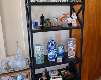Elephants and Asian vase collection along with figurines and more decorative home goods