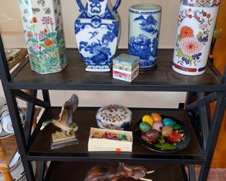 Close up of colorful vases