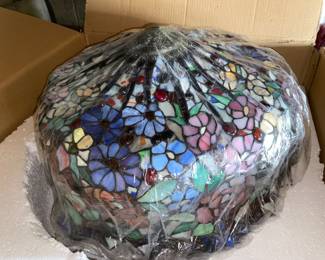 Huge leaded glass Tiffany style lamp shade
