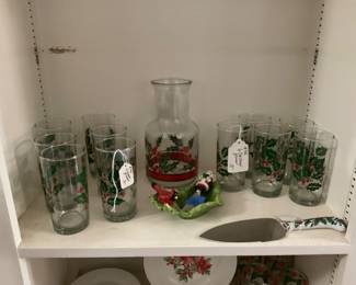 Christmas vintage glasses and barware