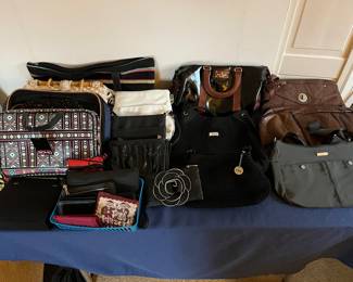 Large variety of hand bags.
