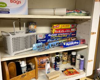 Shoe care products, aluminum foil, plastic wrap, shelf liner and vacuum bags,