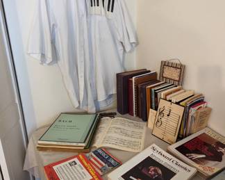 Vintage sheet music and music books.