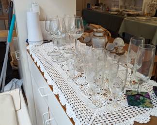 Assorted goblets, stemware and cut glass.