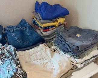 Men's Clothing. Sizes range from M-XL Tall. Brands like Cinch, The Territory Ahead, Texas Cotton, GAP, Wrangler, Levis and more