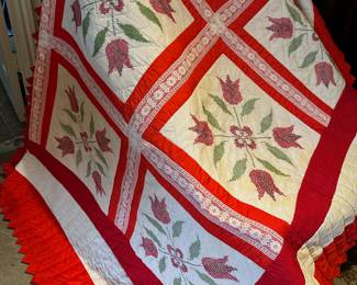 Hand sewn, hand embroidered quilt