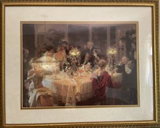 framed artwork - dining room party scene