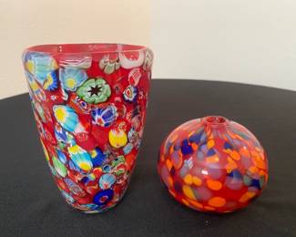 Multicolor Millefiori Hand Blown Glass Vase More