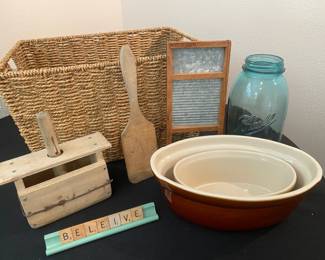 Ball Jar, Butter Churn, Other Vintage Kitchen Items