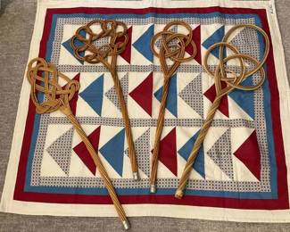 Four Rattan Rug Beaters