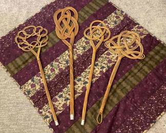 Four Rattan Carpet Beaters