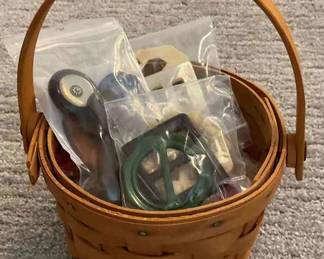 Small Longaberger Basket With Buttons Buckles