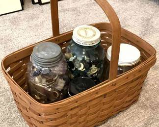 Longaberger Basket With Buttons