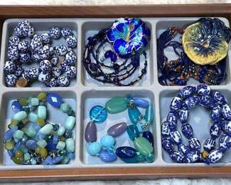 Lovely Blue Bead Strands And Pins