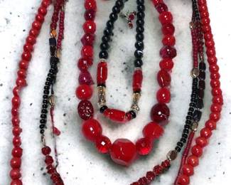 Vibrant RedsNecklaces, Earrings . Bracelet