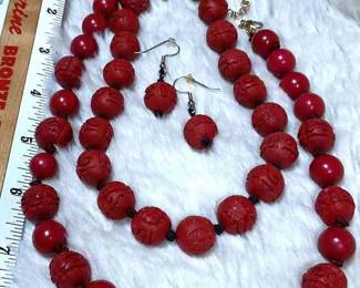 Cinnebar Bead Necklaces