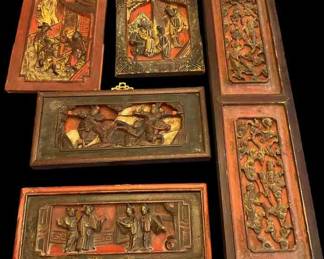 Old Chinese Carved Wooden Panels
