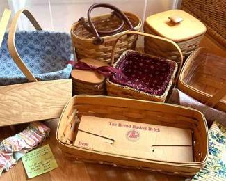 Longaberger Basket Assortment With Accessories
