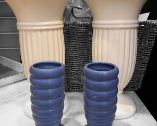 White Haeger Vase Two Blue Unsigned Vases