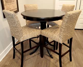Pedestal bistro table and four chairs