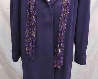 Ashley Scott Purple Lined Wool And Nylon Womens Long Coat No Size 